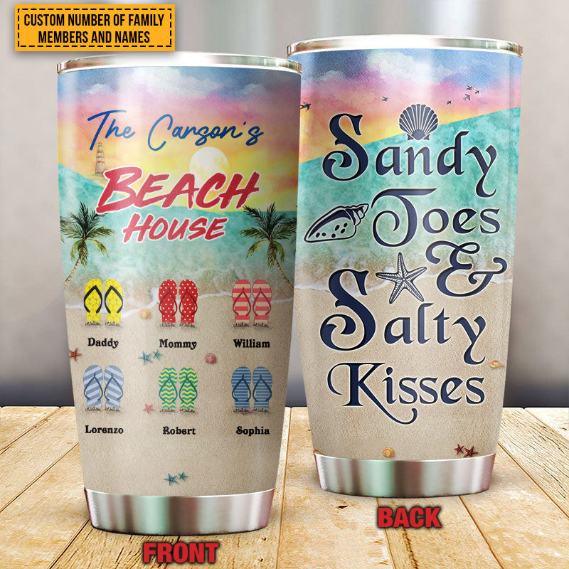 Personalized Beach Family Sandy Toes Custom Tumbler