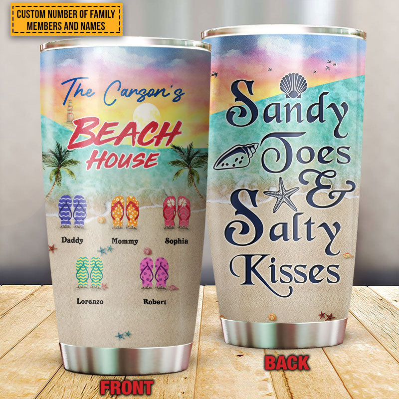 Personalized Beach Family Sandy Toes Custom Tumbler