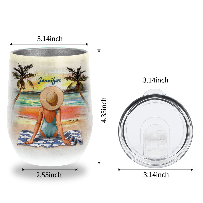 Personalized Beach Girl The Sun And The Sand Custom Wine Tumbler