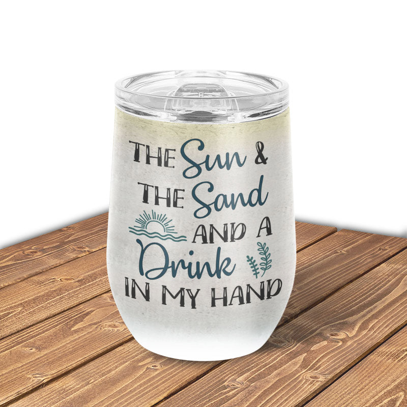 Personalized Beach Girl The Sun And The Sand Custom Wine Tumbler
