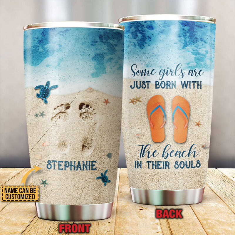 Personalized Beach In Their Souls Custom Tumbler