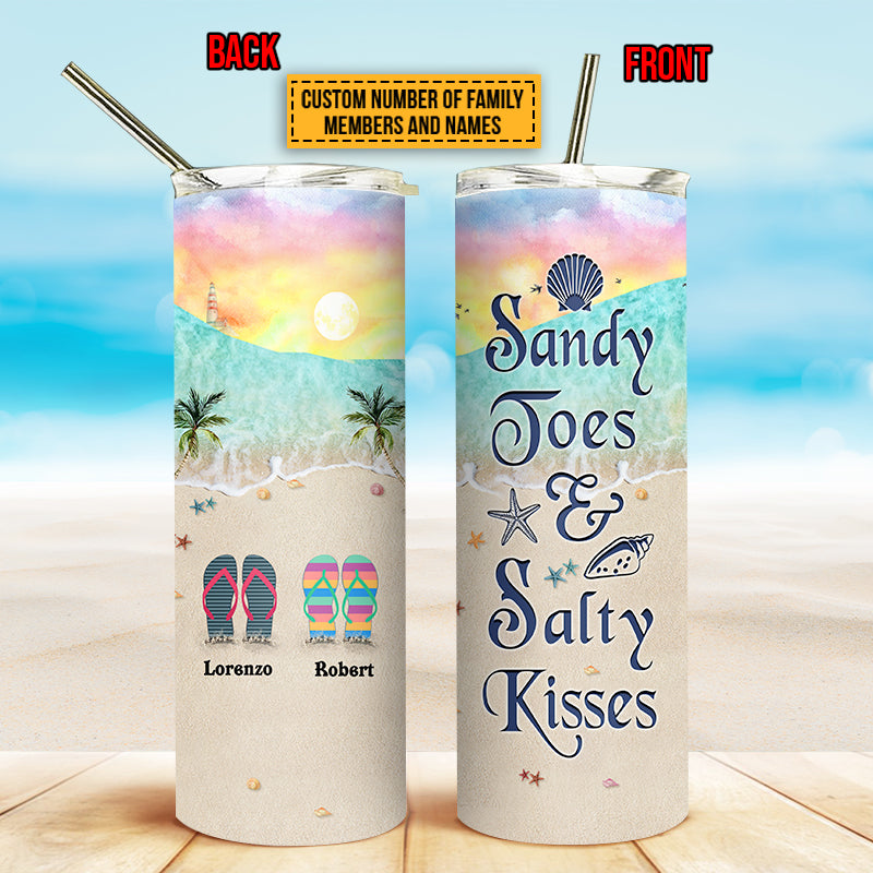 Personalized Beach Sandy Toes Custom Skinny Tumbler