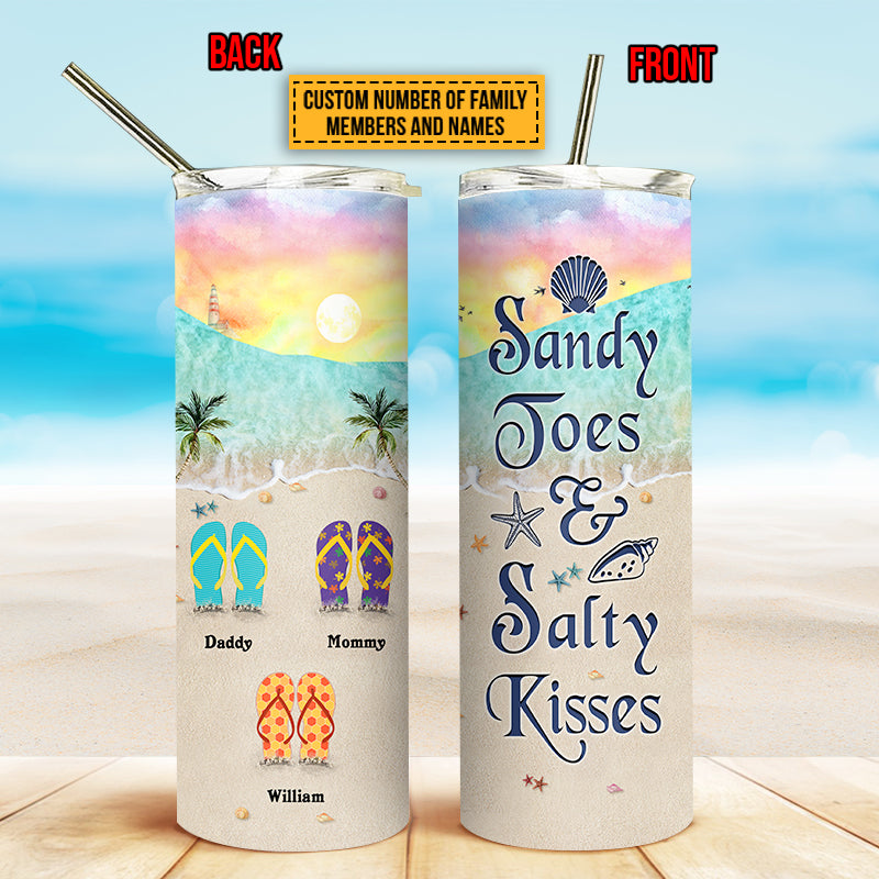 Personalized Beach Sandy Toes Custom Skinny Tumbler