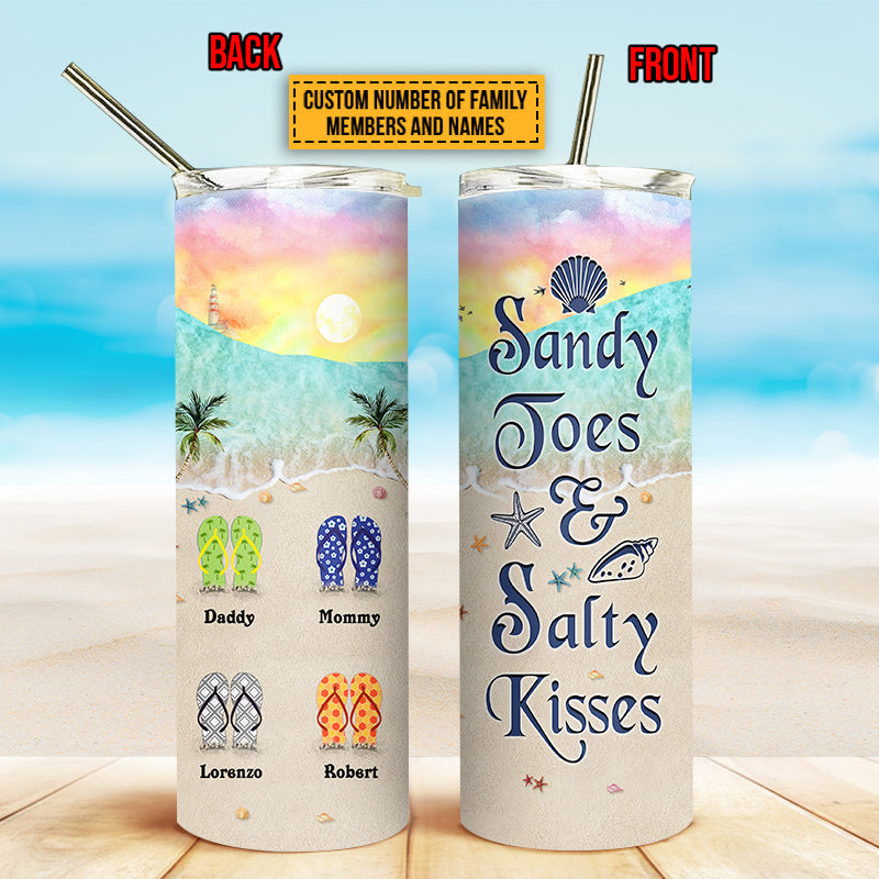 Personalized Beach Sandy Toes Custom Skinny Tumbler