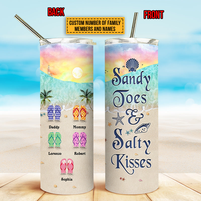 Personalized Beach Sandy Toes Custom Skinny Tumbler