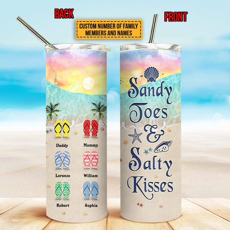 Personalized Beach Sandy Toes Custom Skinny Tumbler