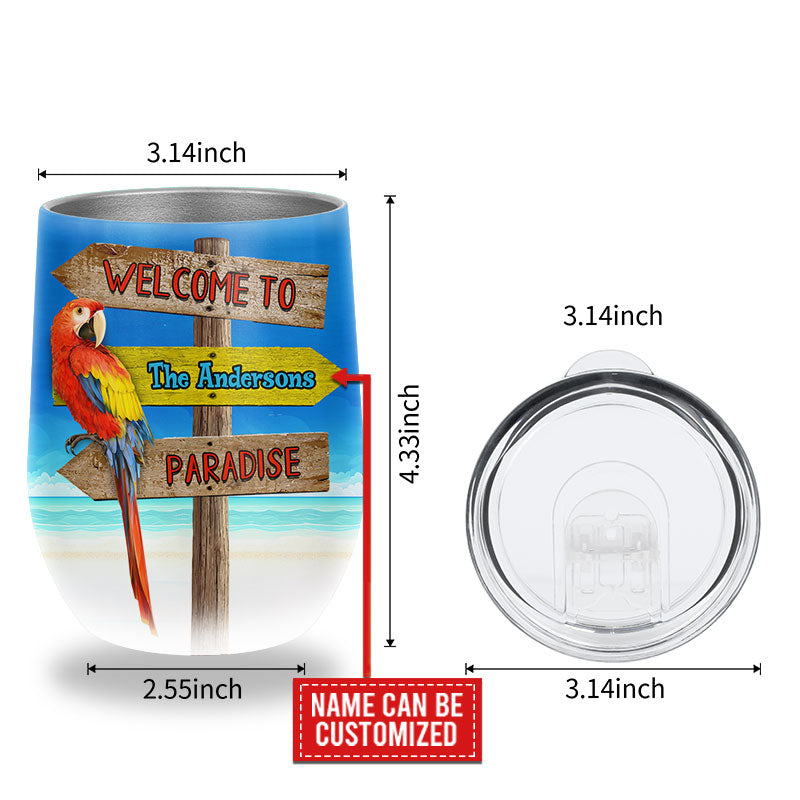 Personalized Beach Welcome To Paradise Custom Wine Tumbler