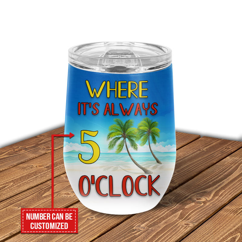 Personalized Beach Welcome To Paradise Custom Wine Tumbler