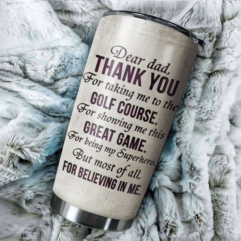 Personalized Golf Dad And Son Thank You Sketch Customized Tumbler
