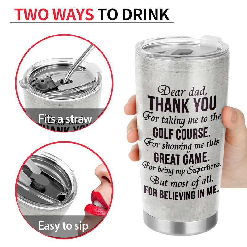Personalized Golf Dad And Son Thank You Sketch Customized Tumbler