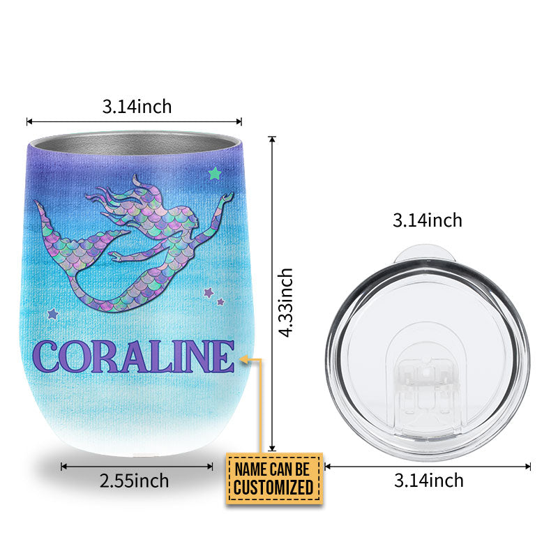 Personalized Mermaid Drink Like A Fish Custom Wine Tumbler