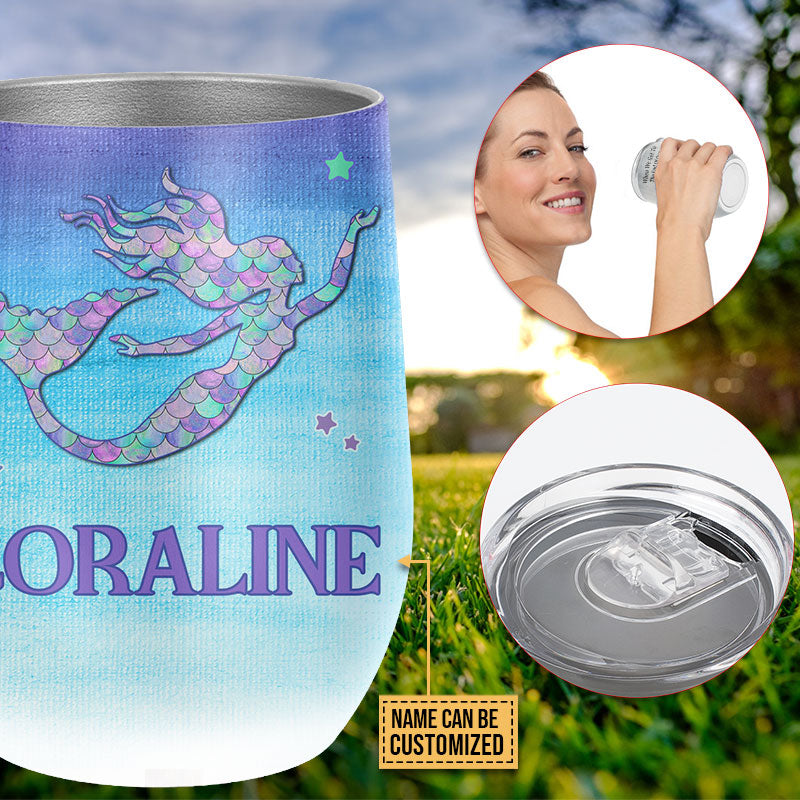 Personalized Mermaid Drink Like A Fish Custom Wine Tumbler