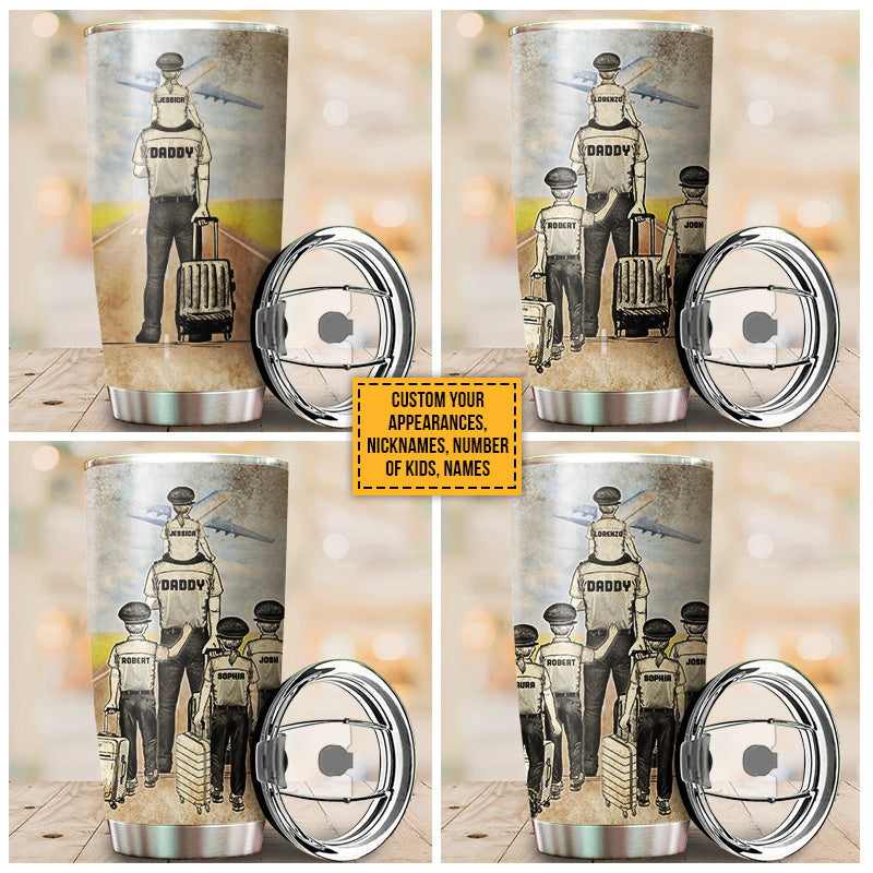 Personalized Pilot Dad And Child Never Lose Custom Kids Custom Tumbler