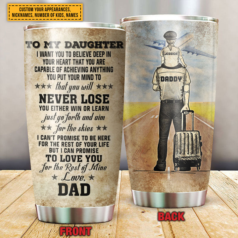 Personalized Pilot Dad And Child Never Lose Custom Kids Custom Tumbler