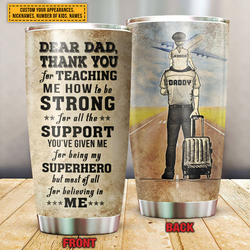 Personalized Pilot Dad And Child Thank You Custom Kids Custom Tumbler