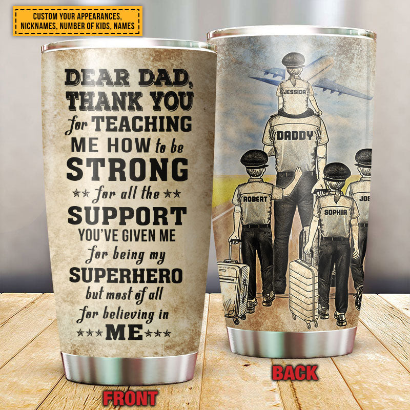 Personalized Pilot Dad And Child Thank You Custom Kids Custom Tumbler