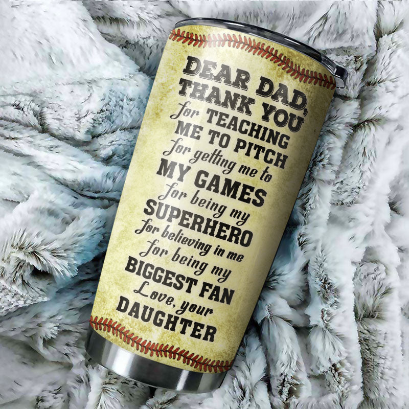 Personalized Softball Dad And Daughter Thank You Customized Tumbler