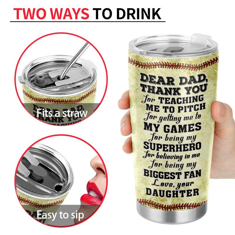 Personalized Softball Dad And Daughter Thank You Customized Tumbler