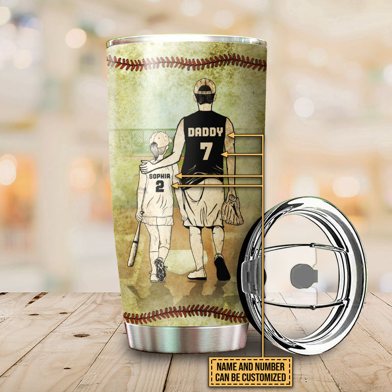 Personalized Softball Dad And Daughter Thank You Customized Tumbler
