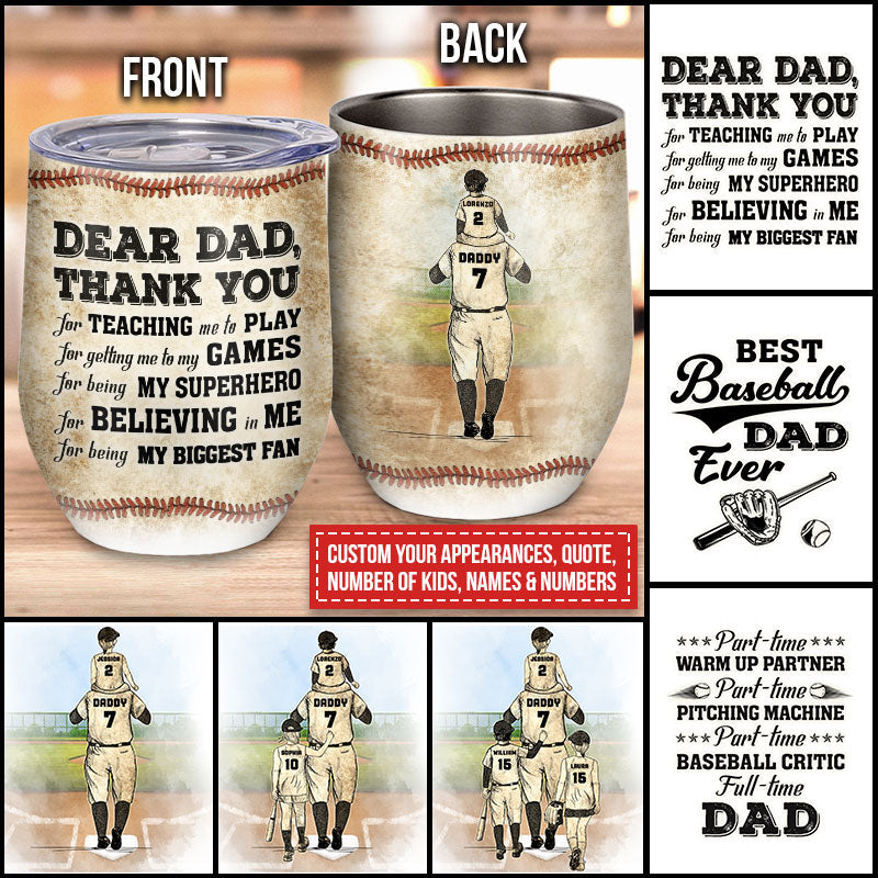 Personalized Baseball Dad And Child Best Dad Custom Child Custom Wine Tumbler