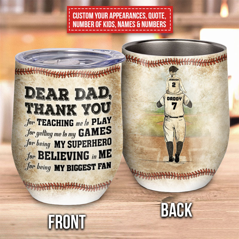 Personalized Baseball Dad And Child Best Dad Custom Child Custom Wine Tumbler