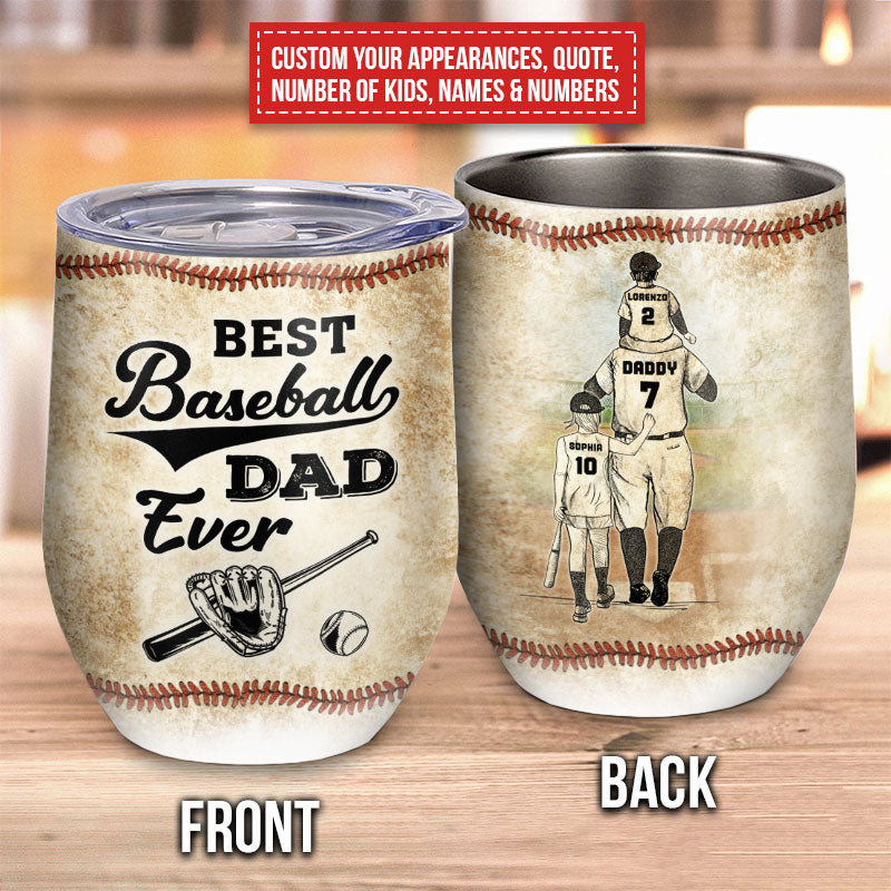 Personalized Baseball Dad And Child Best Dad Custom Child Custom Wine Tumbler