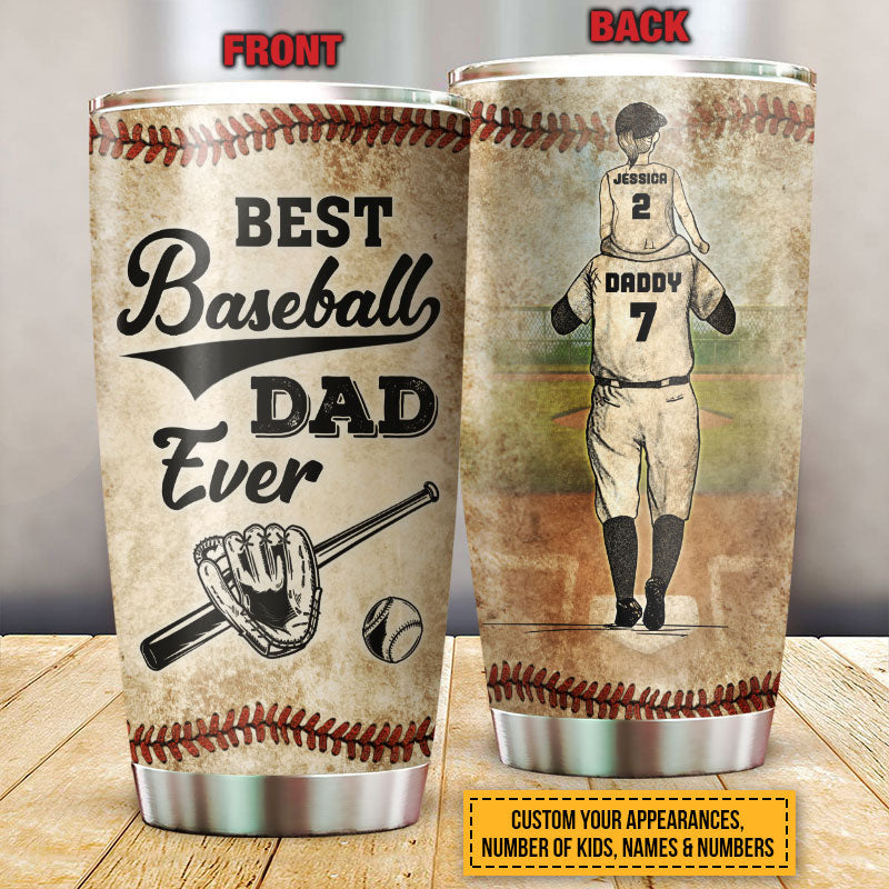 Personalized Baseball Dad And Child Best Dad Ever Custom Child Custom Tumbler