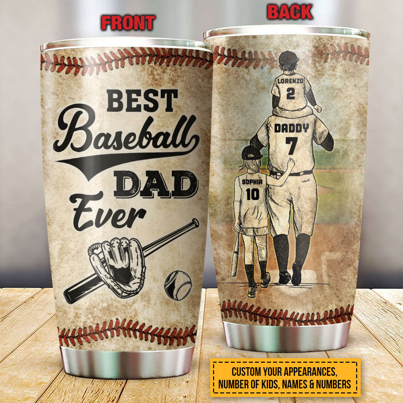 Personalized Baseball Dad And Child Best Dad Ever Custom Child Custom Tumbler