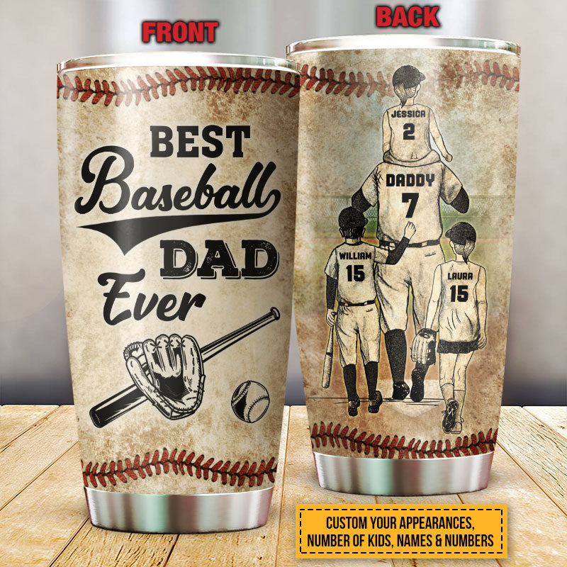 Personalized Baseball Dad And Child Best Dad Ever Custom Child Custom Tumbler