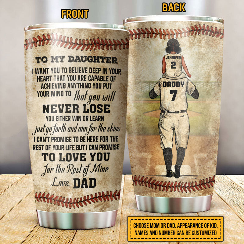 Personalized Baseball Parent And Child Never Lose Custom Tumbler