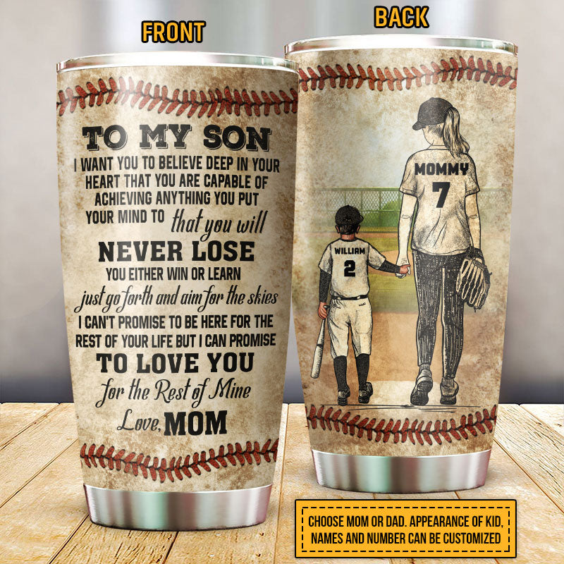 Personalized Baseball Parent And Child Never Lose Custom Tumbler