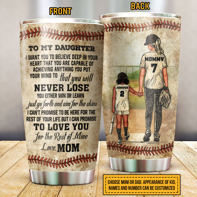 Personalized Baseball Parent And Child Never Lose Custom Tumbler