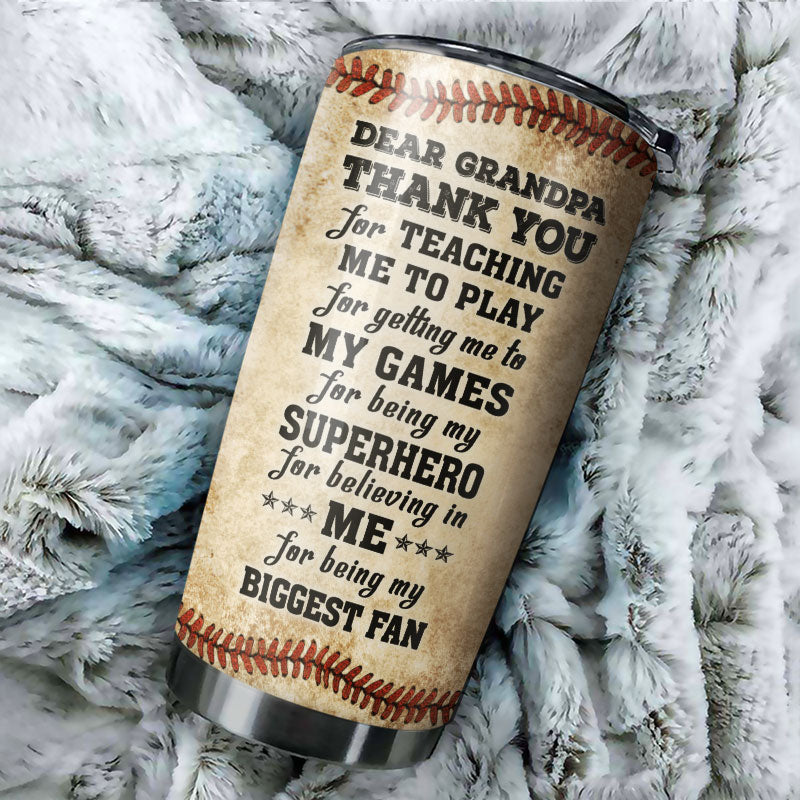 Personalized Baseball Grandpa and Grandson Thank You Custom Tumbler