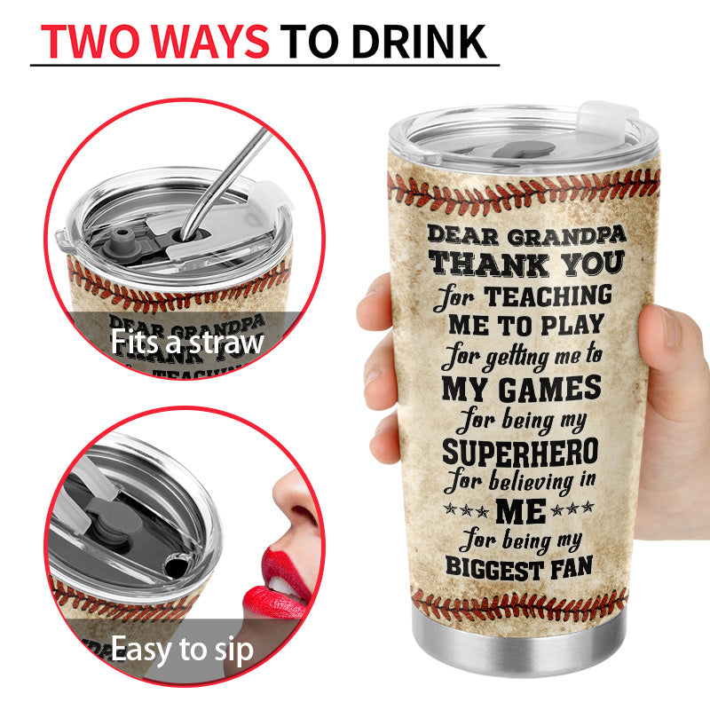 Personalized Baseball Grandpa and Grandson Thank You Custom Tumbler
