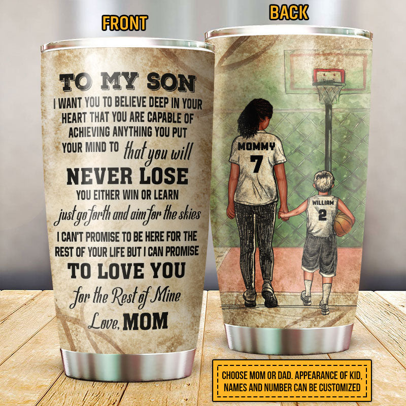 Personalized Basketball Parent And Child Never Lose Custom Tumbler