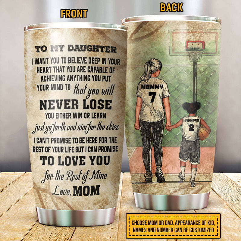 Personalized Basketball Parent And Child Never Lose Custom Tumbler