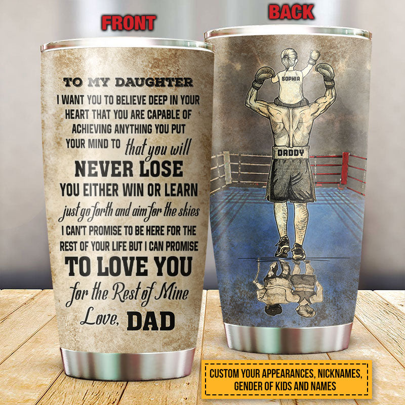 Personalized Boxing Dad And Child Never Lose Custom Kids Custom Tumbler
