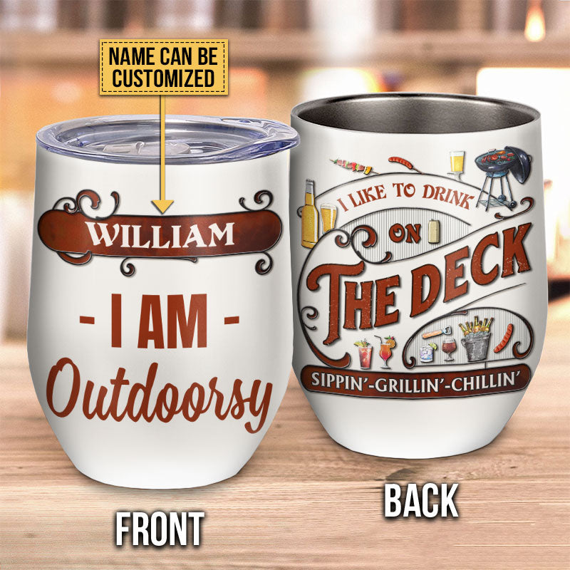 Personalized Deck Outdoorsy Drink Custom Wine Tumbler