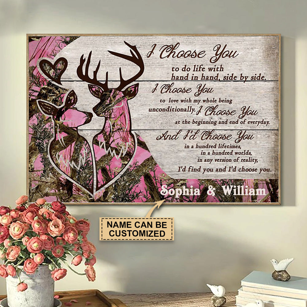 Personalized Deer Pink Camo I Choose You Poster