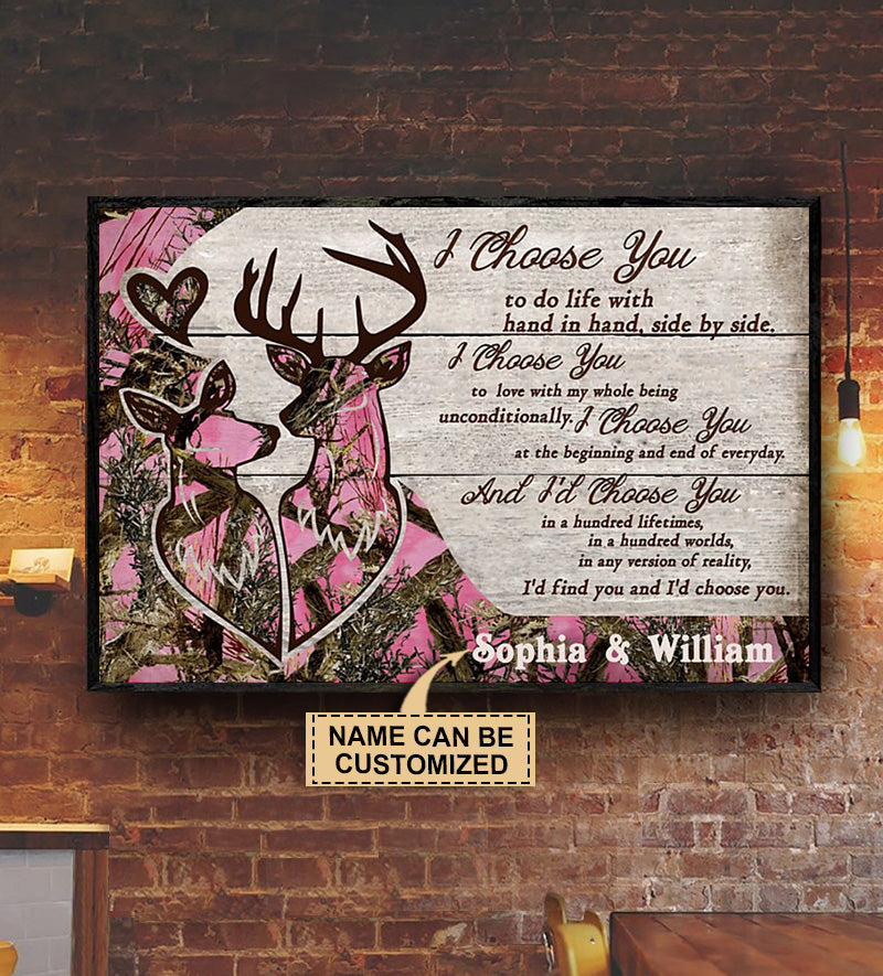 Personalized Deer Pink Camo I Choose You Poster