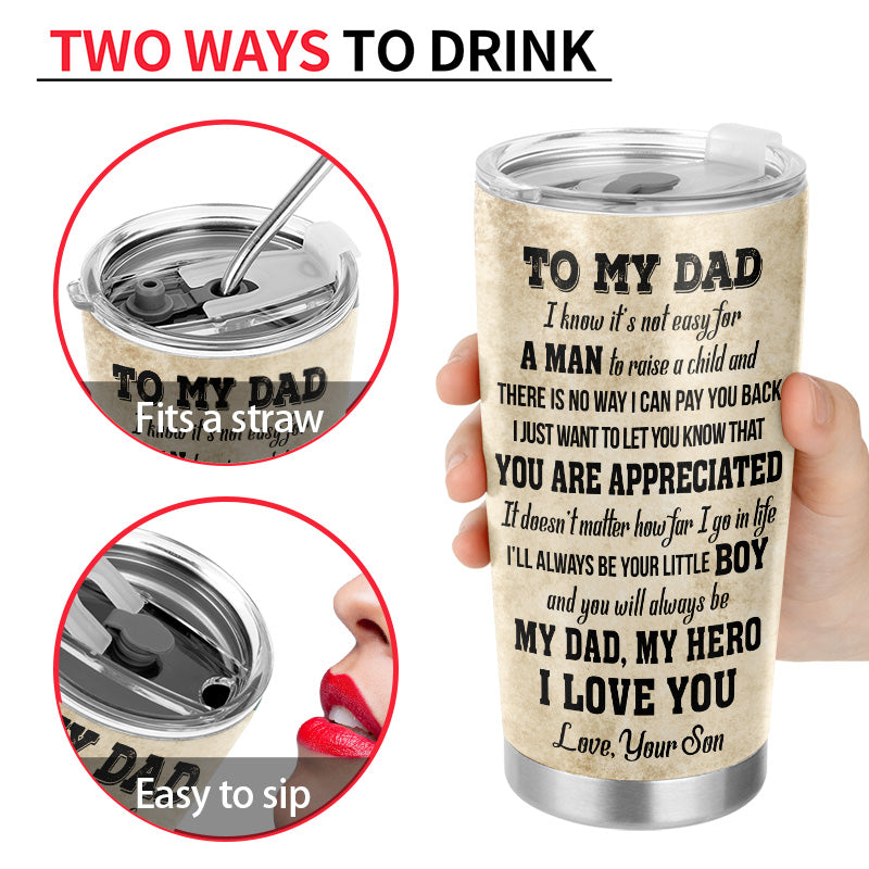 Personalized Golf Dad And Son My Dad My Hero Customized Tumbler