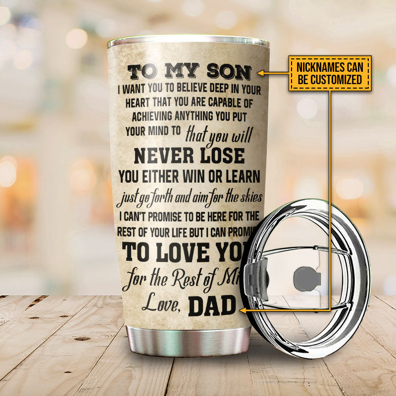 Personalized Golf Dad And Son Never Lose Customized Tumbler