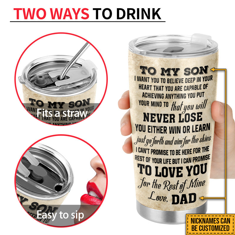 Personalized Golf Dad And Son Never Lose Customized Tumbler