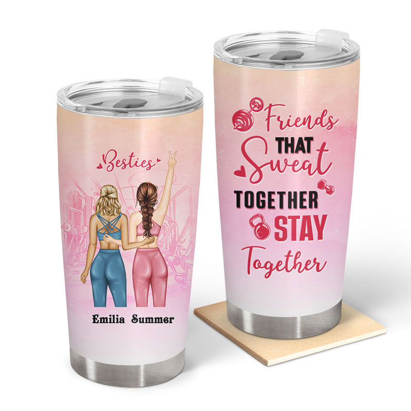 Sport Bestie Sweat Together Stay Together - Personalized Custom Tumbler