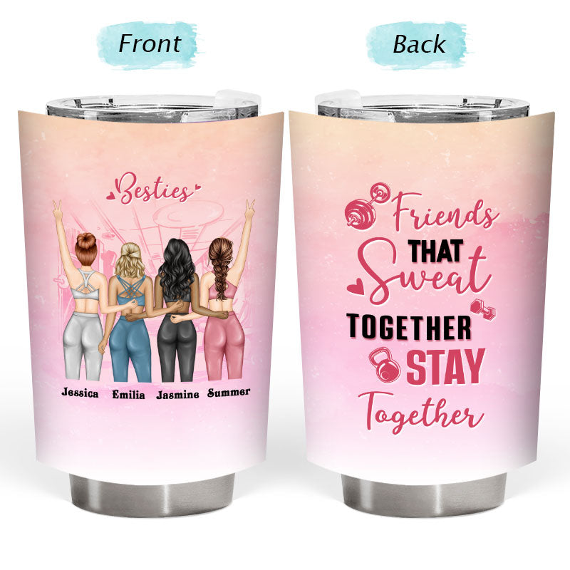 Sport Bestie Sweat Together Stay Together - Personalized Custom Tumbler