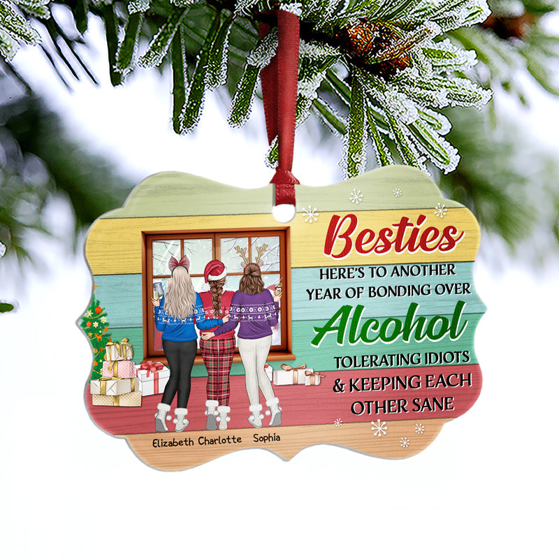 Best Friends Keeping Each Other Sane - Christmas Gift For BFF Besties - Personalized Custom Aluminum Ornament