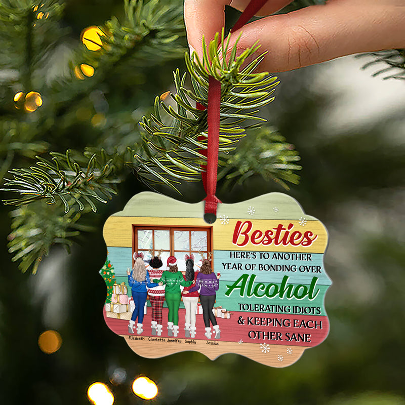 Best Friends Keeping Each Other Sane - Christmas Gift For BFF Besties - Personalized Custom Aluminum Ornament