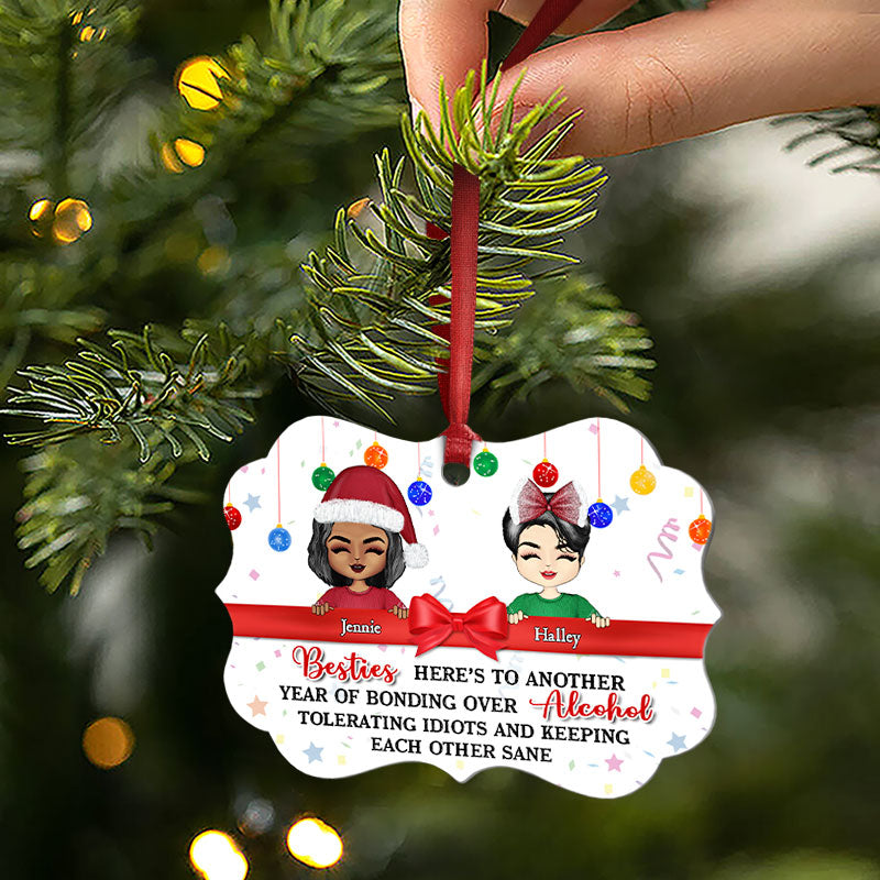 Bestie Chibi Keeping Each Other Sane - Personalized Custom Aluminum Ornament