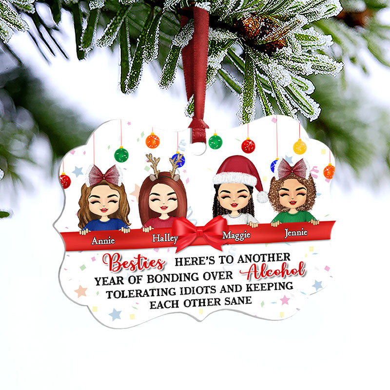 Bestie Chibi Keeping Each Other Sane - Personalized Custom Aluminum Ornament