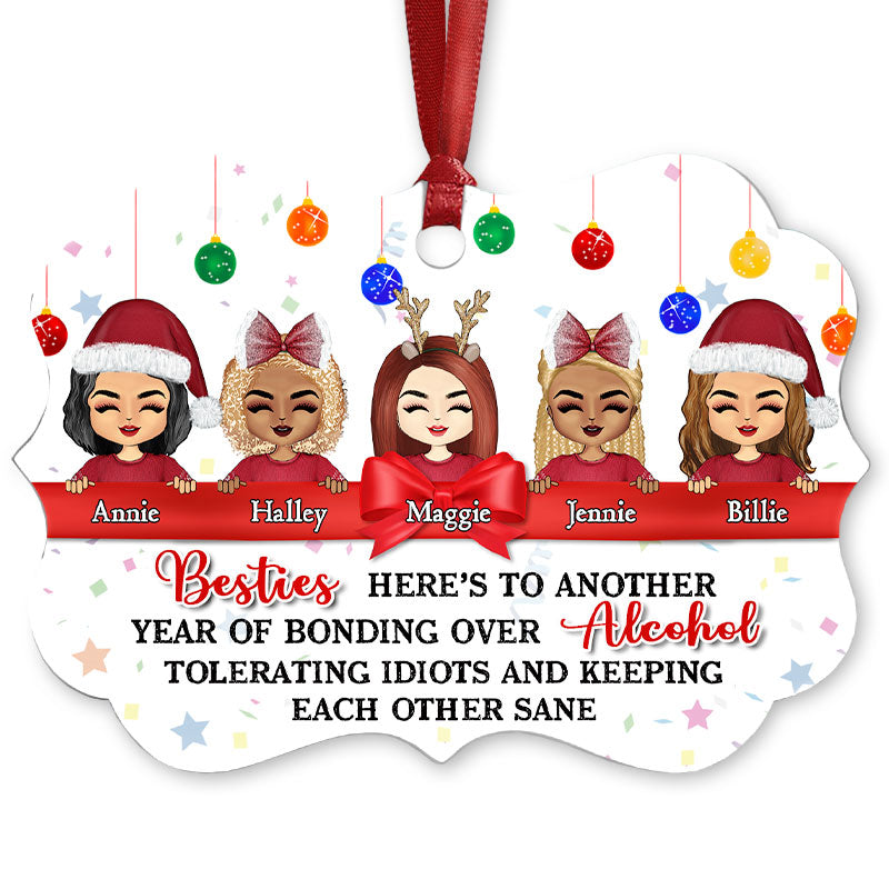 Bestie Chibi Keeping Each Other Sane - Personalized Custom Aluminum Ornament